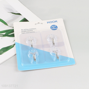 Latest products 4pcs clear home heavy duty sticky hook wall hook