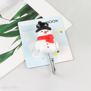 Top quality cartoon snowman shape sticky hook wall hook for household
