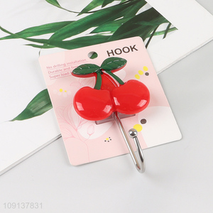 Factory wholesale cherry shape stainless steel sticky hook wall hook