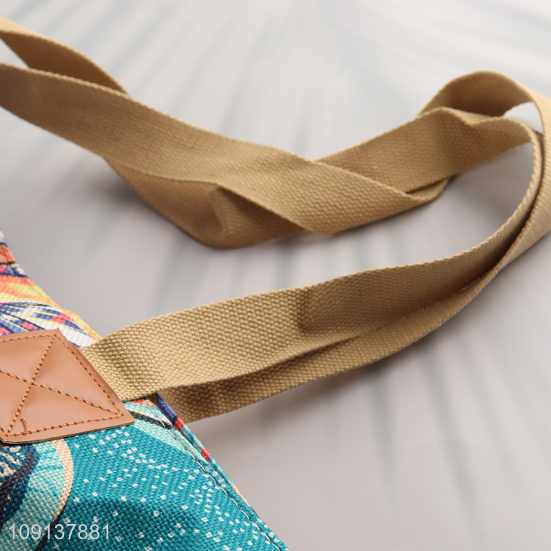 Good Quality Custom Printed Zipper Canvas Beach Tote Bag