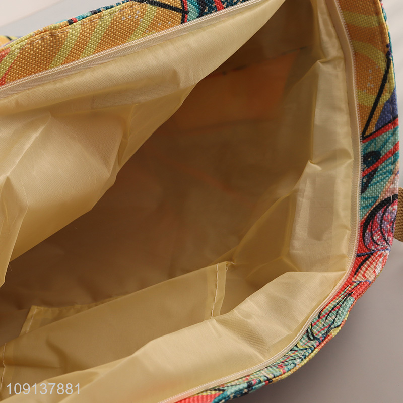 Good Quality Custom Printed Zipper Canvas Beach Tote Bag