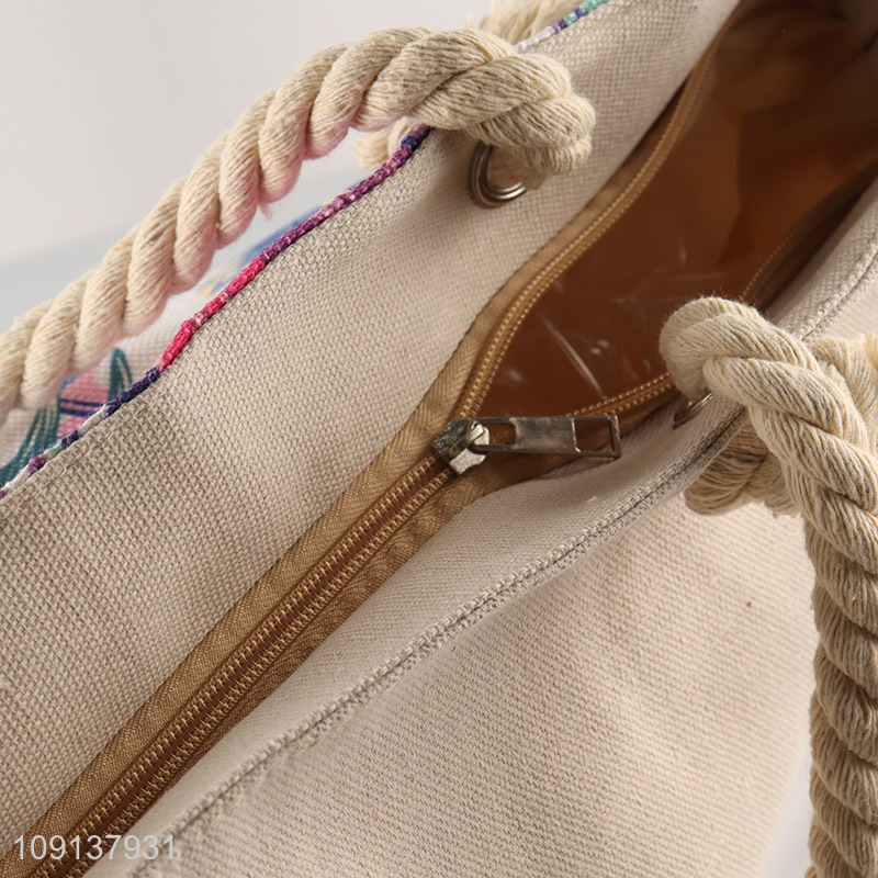 Factory Price Custom Print Waterproof Canvas Beach Tote Bag