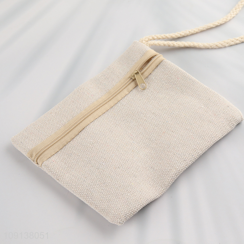 Factory Supply Zip Top Canvas Beach Bag with Rope Handles