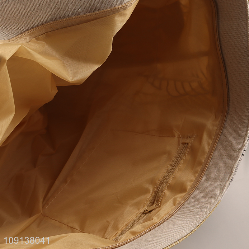 China Imports Custom Printed Zipper Canvas Beach Tote Bag