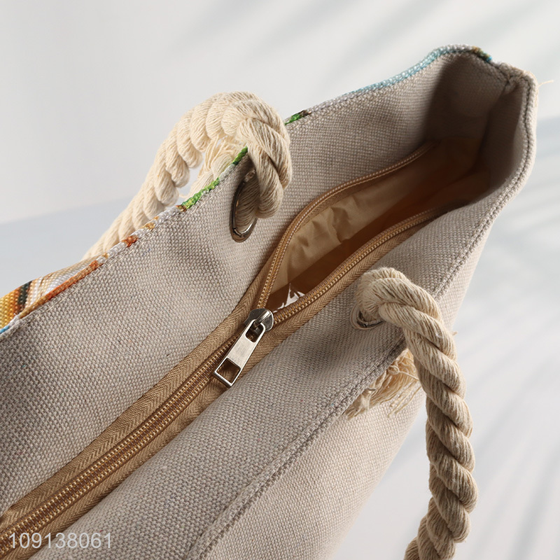 New Arrival Canvas Beach Tote Bag Summer Travel Beach Bag