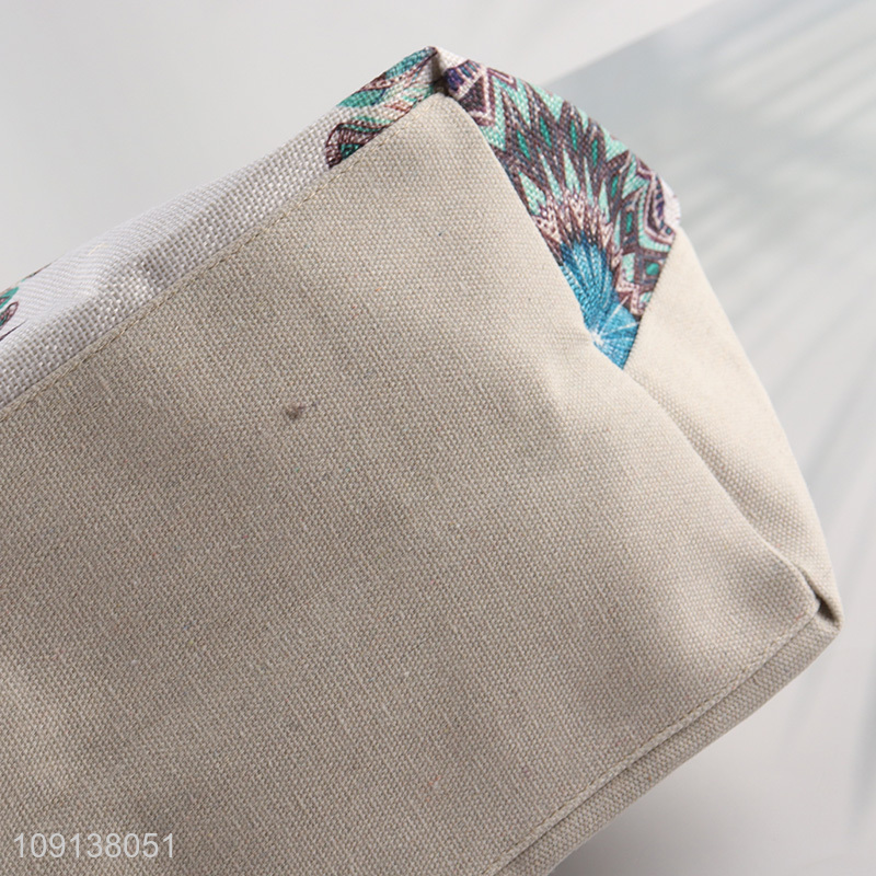 Factory Supply Zip Top Canvas Beach Bag with Rope Handles