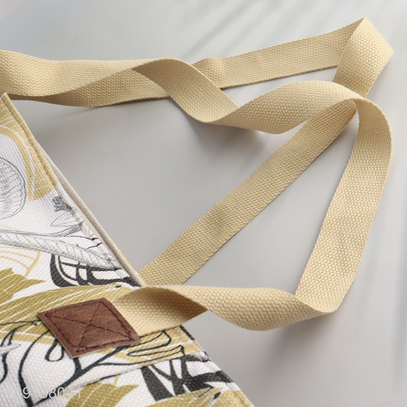 China Imports Custom Printed Zipper Canvas Beach Tote Bag