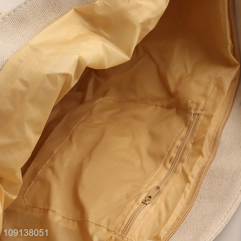 Factory Supply Zip Top Canvas Beach Bag with Rope Handles