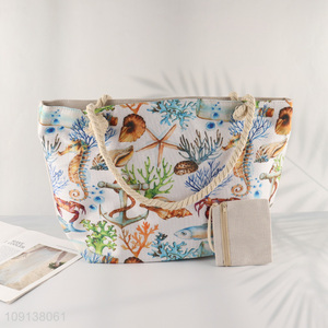 New Arrival Canvas Beach Tote Bag Summer Travel Beach Bag