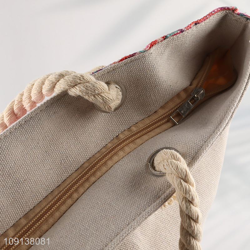 Factory Price Summer Travel Canvas Beach Tote Bag for Women