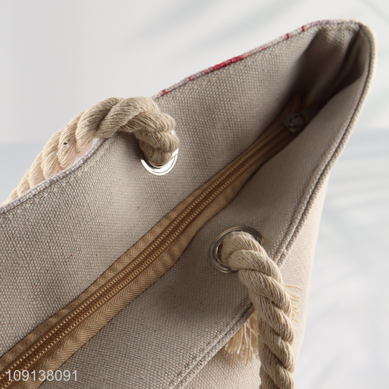 High Quality Custom Print Waterproof Canvas Beach Tote Bag