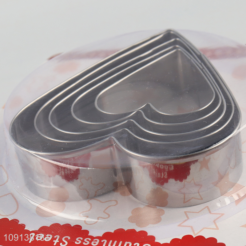 Factory Supply 5PCS Heart Shaped Stainless Steel Cookies Cutters Set