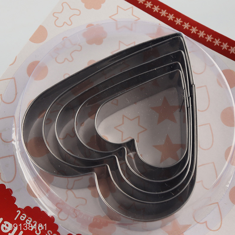 Factory Supply 5PCS Heart Shaped Stainless Steel Cookies Cutters Set