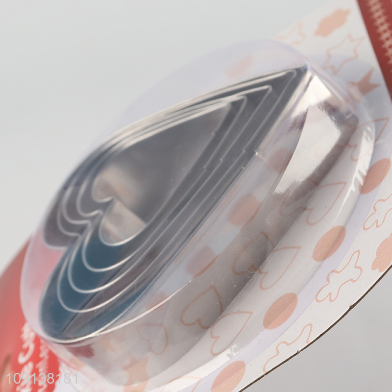 Factory Supply 5PCS Heart Shaped Stainless Steel Cookies Cutters Set