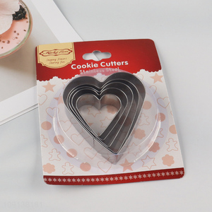 Factory Supply 5PCS Heart Shaped Stainless Steel Cookies Cutters Set