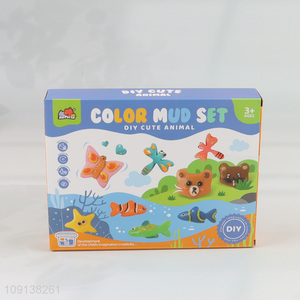 Factory supply animal series diy color mud set for children
