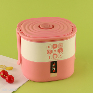 Good Quality Double-Layer Plastic Bento Box Lunch Container with Handle