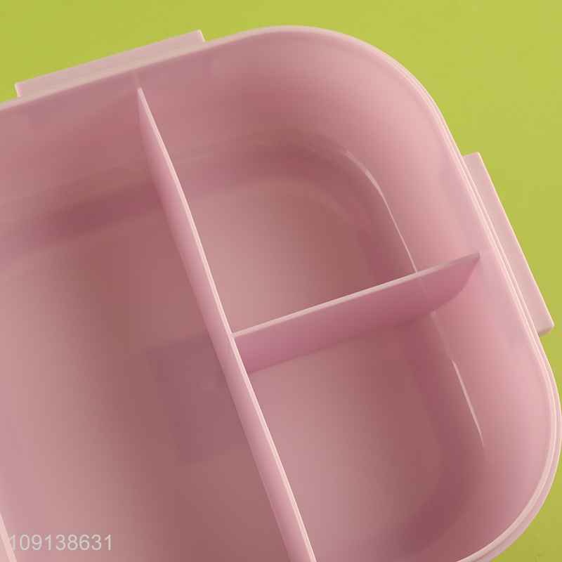 New Arrival 3-Compartment Plastic Bento Lunch Box with Spoon & Fork