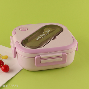 New Arrival 3-Compartment Plastic Bento Lunch Box with Spoon & Fork