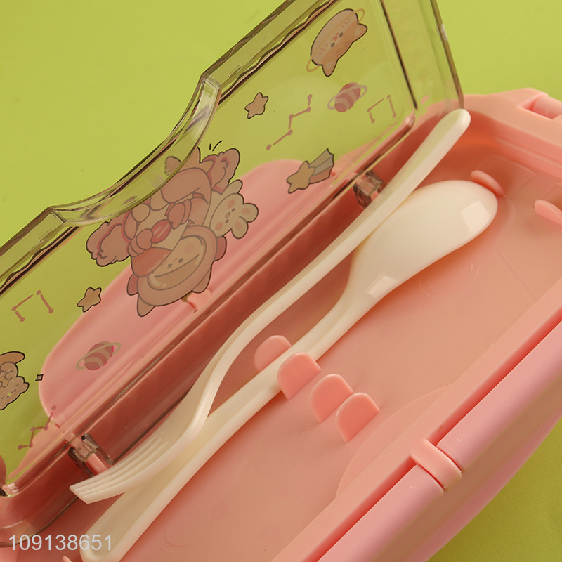 China Imports Kids Students Plastic Bento Lunch Box with Spoon & Fork
