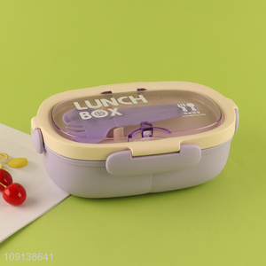 Good Quality 3-Compartment Divided Plastic Lunch Box with Spoon & Fork