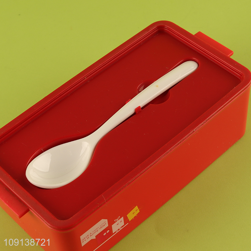 New Arrival 2-Layer Microwave Safe Plastic Bento Lunch Box with Spoon