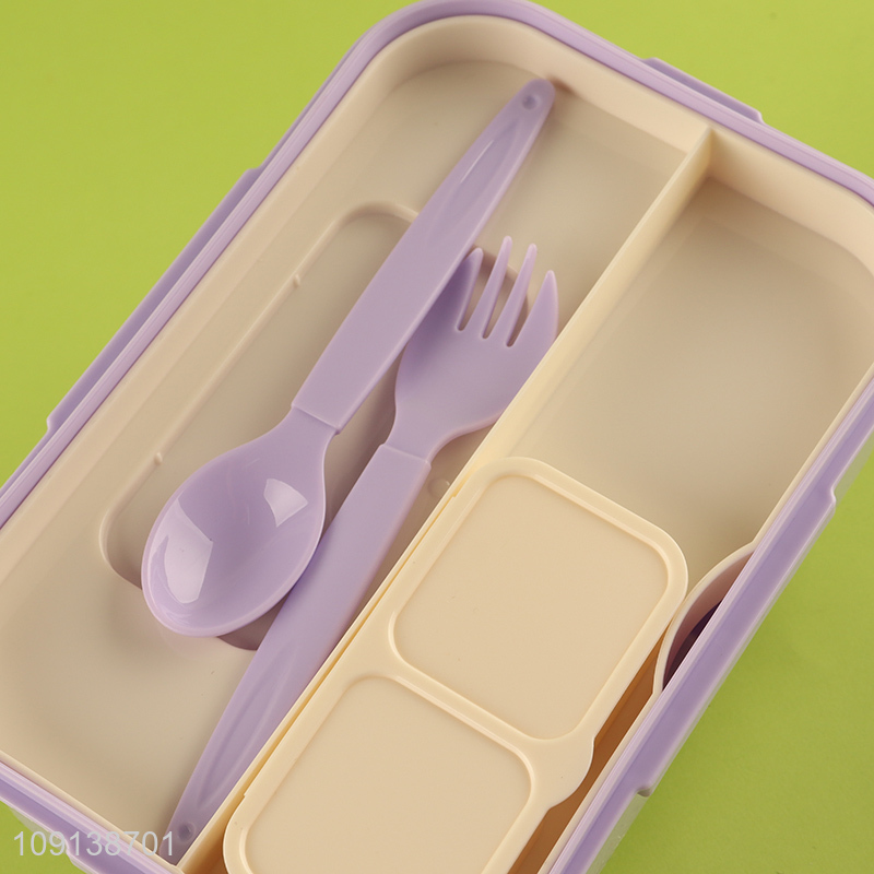Wholesale Kids Lunch Box Cartoon Plastic Lunch Box with Spoon & Fork