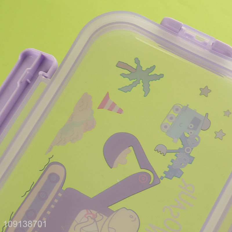 Wholesale Kids Lunch Box Cartoon Plastic Lunch Box with Spoon & Fork