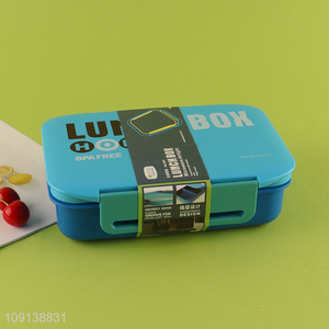 Good Quality 2-Compartment Plastic Divided Bento Lunch Box with Spoon