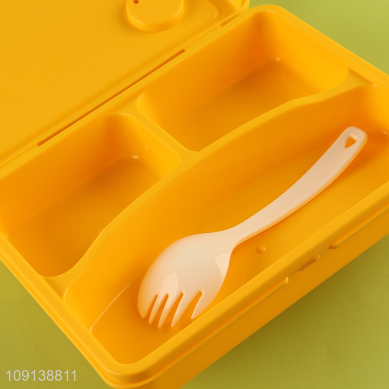 Factory Price 3-Compartment Plastic Kids Bento Lunch Box with Spork