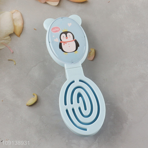 Factory Supply Cute Foldable Comb Folding Hair Brush with Mirror