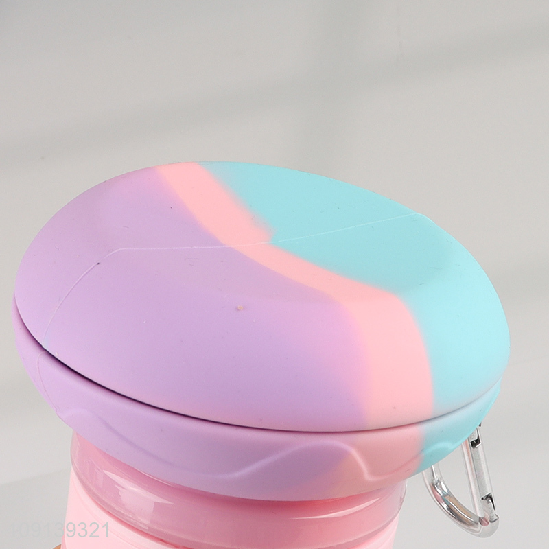 Factory price portable silicone 500ml folding water bottle for sale