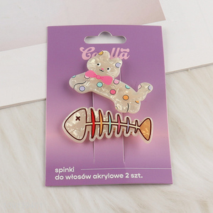 New Product 2PCS Cute Acrylic Hair Clips Decorative Cartoon Hairpins