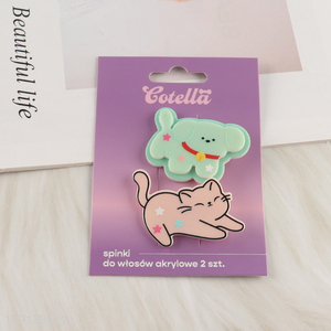 Hot Selling 2PCS Cute Acrylic Hair Clips Hair Accessories for Girls