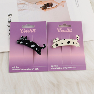 Factory Price Cute Cat Hair Clips Animal Acrylic Hairpins for Girls