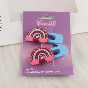 Hot Selling 2PCS Rainbow Hair Clips Decorative Acrylic Hair Clips