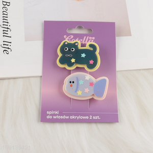 New Arrival 2PCS Cute Acrylic Hair Clips Cute Hair Barrettes Hairpins