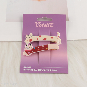 Wholesale 2PCS Cute Cat Hair Clips Acetate Hair Clips for Girls
