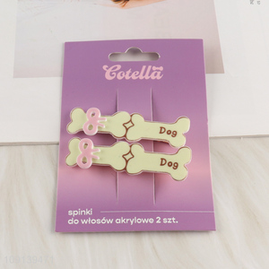 High Quality 2PCS Cute Bone Hair Clips Cellulose Acetate Hair Clips