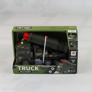 Low price children inertia military series truck toys with lights & sound