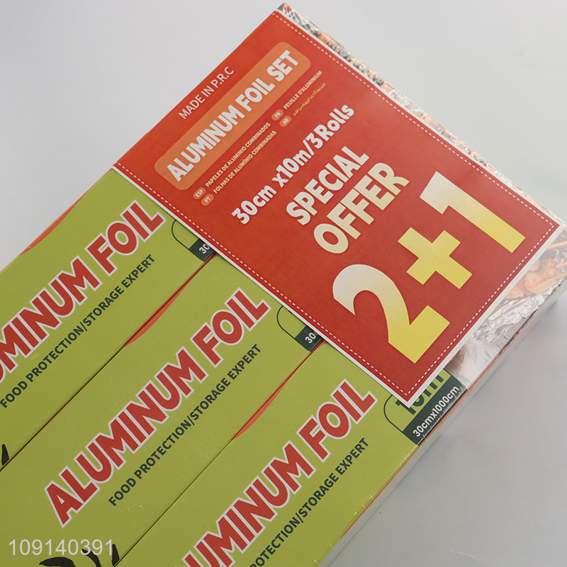 Wholesale 30cm*10m 3 Rolls Aluminum Foil Rolls for Grilling Baking Cooking