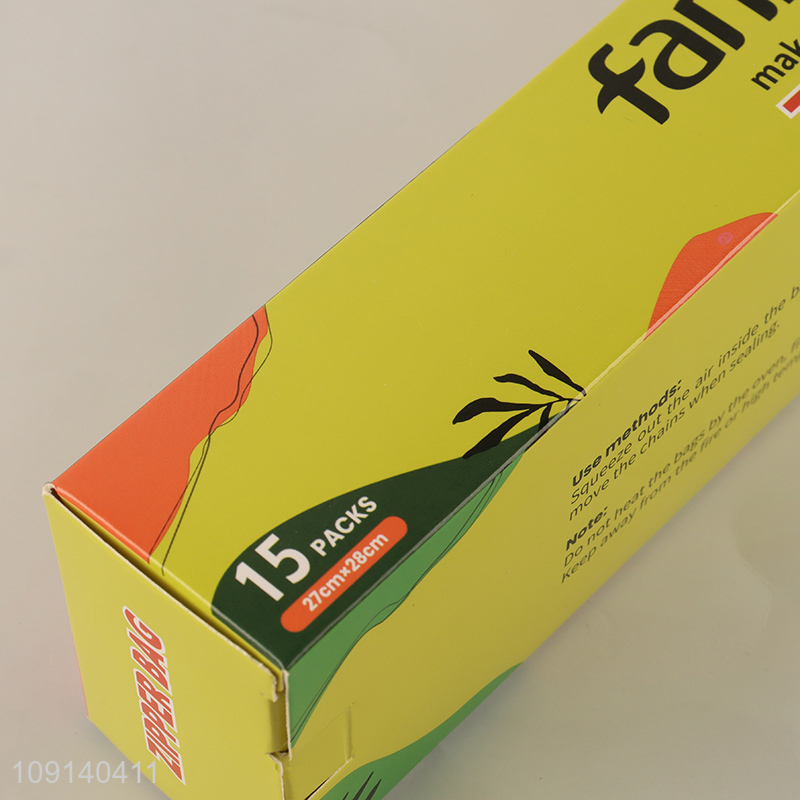 High Quality 15 Packs PE Food Storage Ziplock Bags Reusable Zipper Bags