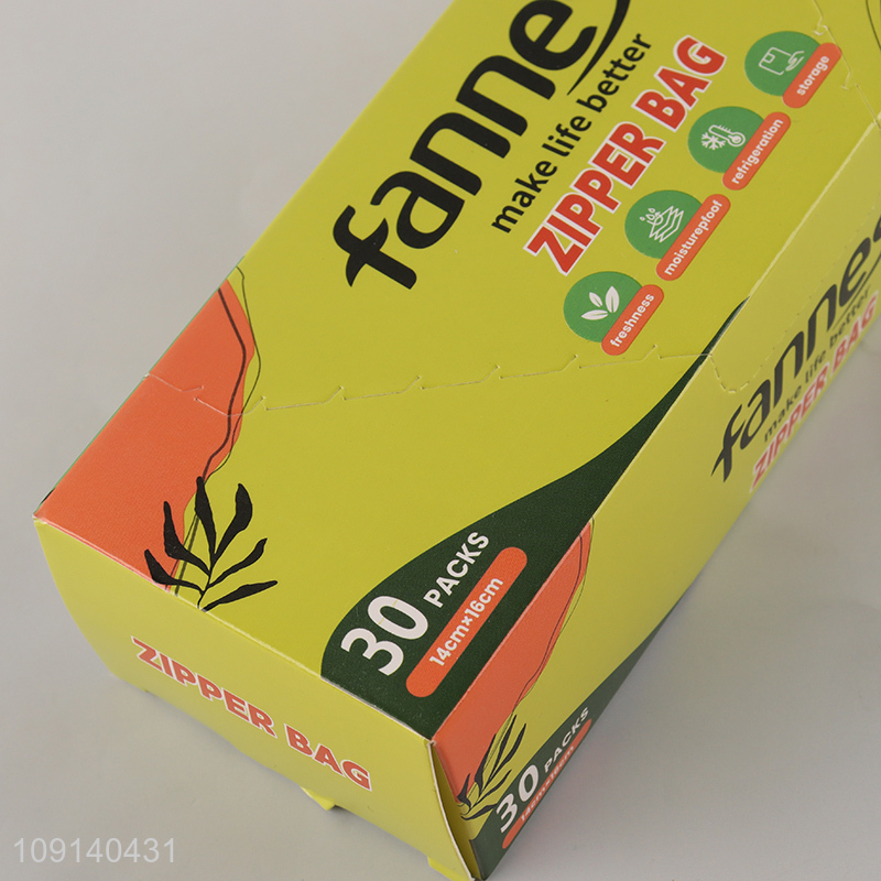 New Product 30 Packs PE Food Storage Ziplock Bags Reusable Zipper Bags