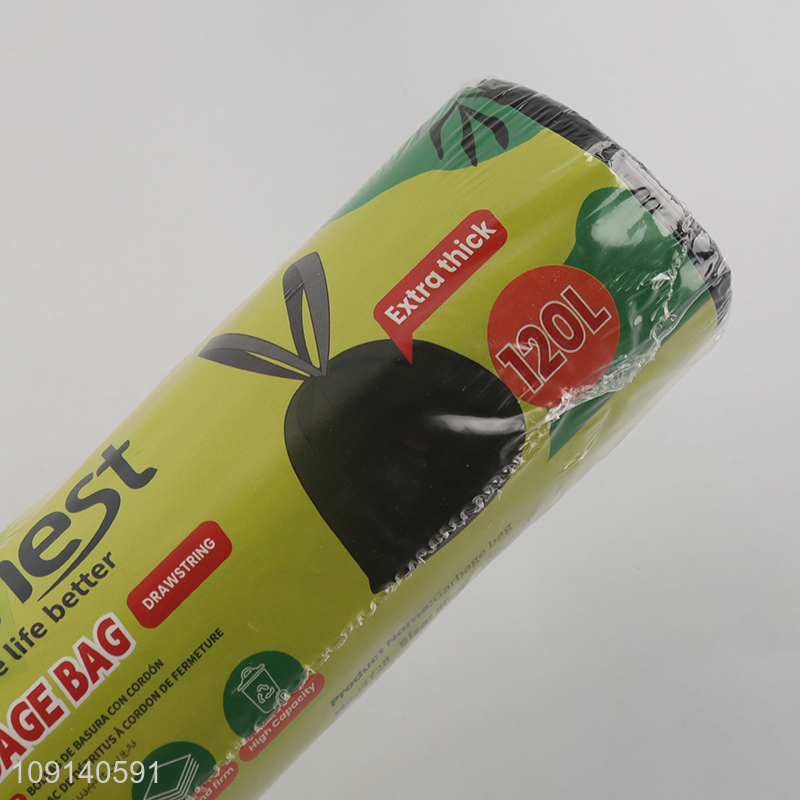 High Quality 10 Pieces 80*100cm 120L Drawstring Garbage Bags for Kitchen