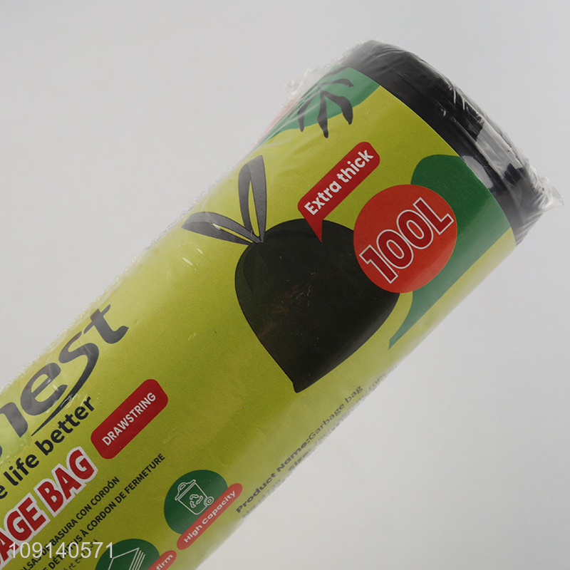 Wholesale 10 Pieces 75X90cm 100L Garbage Bags Drawstring Garbage Bags