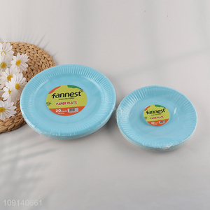 Wholesale 20Pcs Round Colorful Disposable Paper Plates for Party