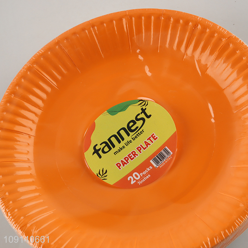 Wholesale 20Pcs Round Colorful Disposable Paper Plates for Party