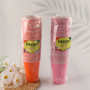 High Quality 50 Pieces 500ml Colorful Disposable Plastic Water Cups