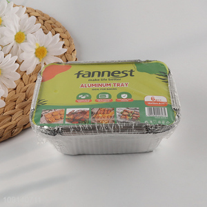 Good Quality 6 Pieces Disposable Aluminum Foil Pans with Paper Lids
