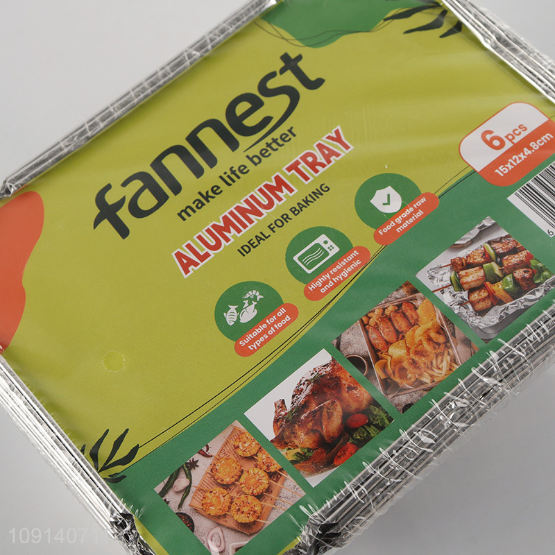 Good Quality 6 Pieces Disposable Aluminum Foil Pans with Paper Lids